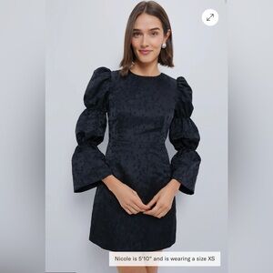 Black Sheath Mini Dress with Bishop Sleeves